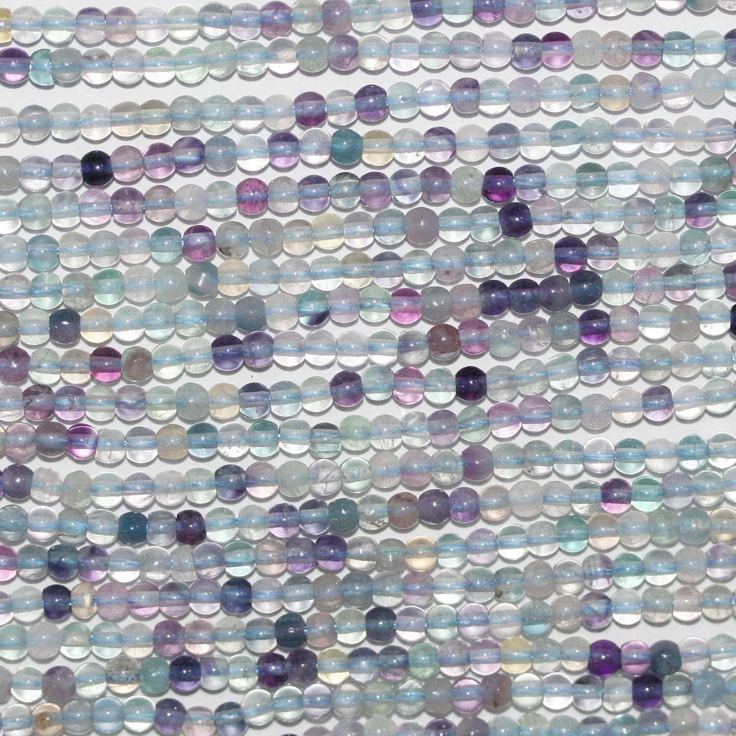 Perles rondes lisses en fluorite St 15" 2,5-3 mm.-Rig 39 cm.