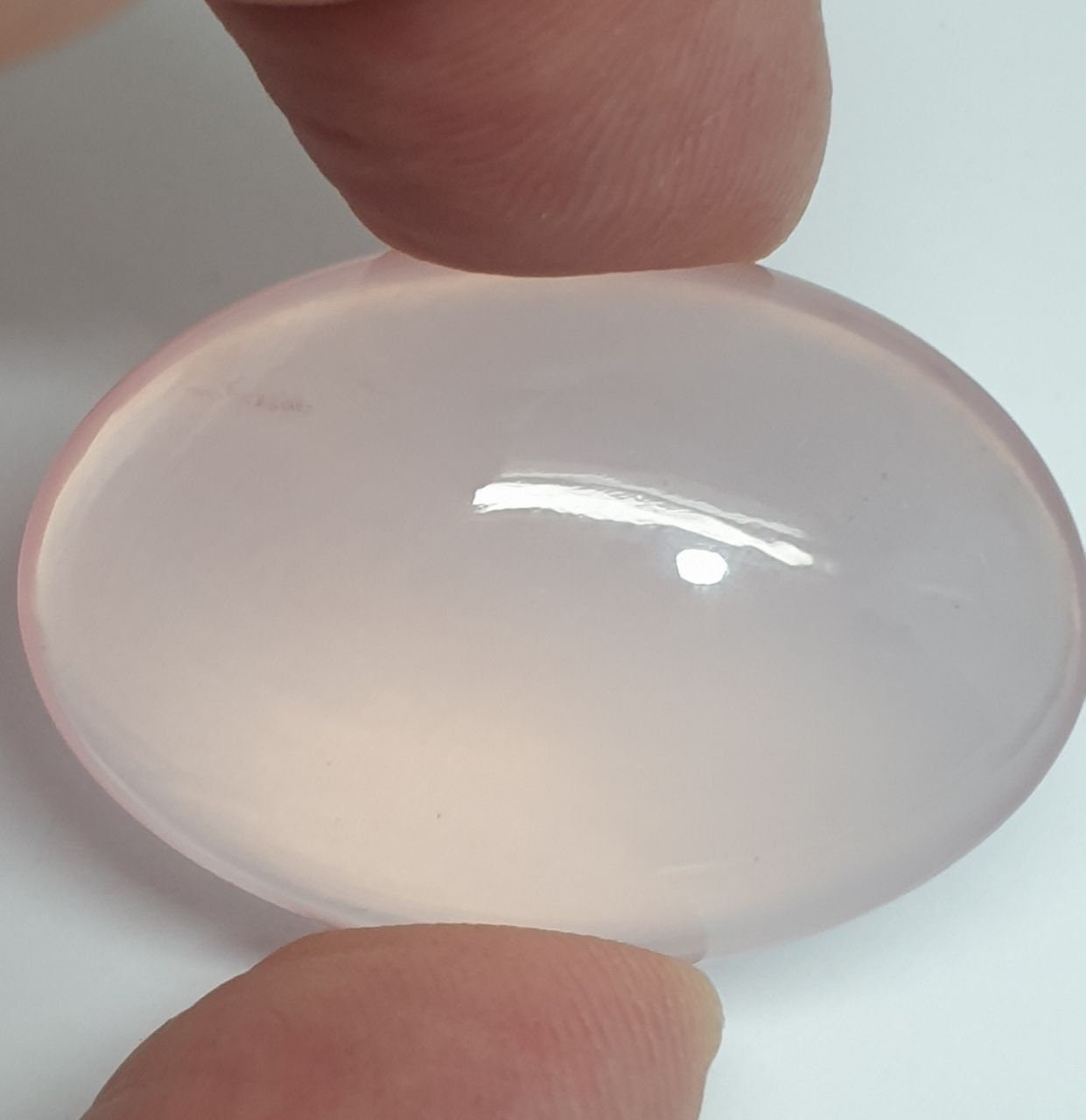 Big AAA Rose Quartz Smooth Oval Cabochon 36x25mm. (69.7ct.)