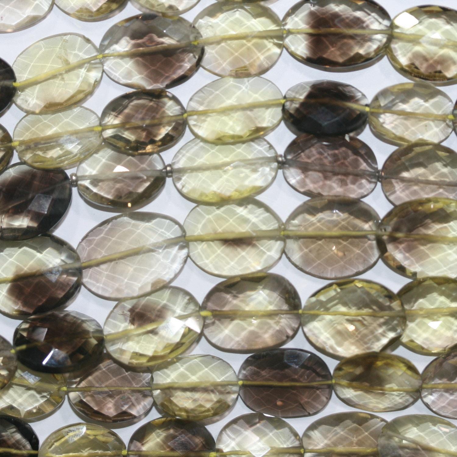 Perles ovales à facettes en quartz bio St de 9 pouces (16 x 12 mm) - Fil de 25 cm - Article n° 14941