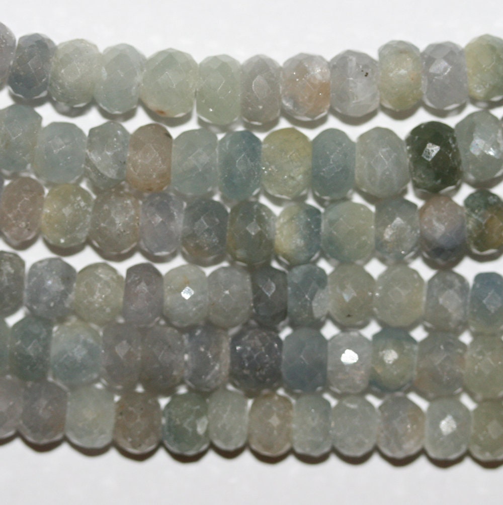 14" St Gray Sapphire Faceted Rondelle 5x3mm.-Strand 35cm.