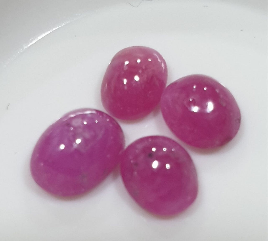 Ruby Lot 4 Pcs Oval  Cabochons  5.5X4mm to  6.5x5mm Cabochon  Natural Ruby- Ruby Lot -Natural Ruby Lot
