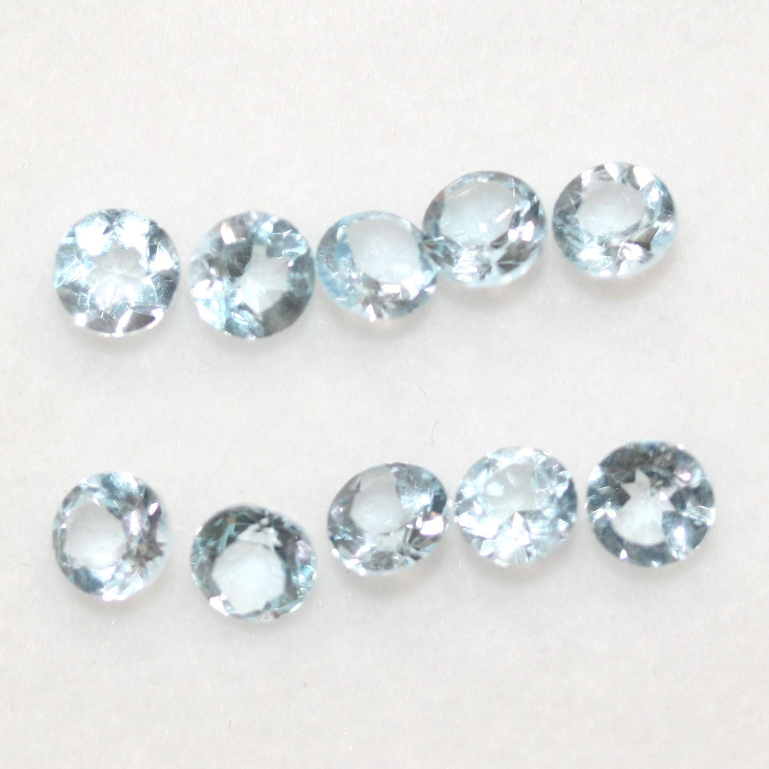 Lote de 8 topacios celestes redondos facetados de 6 mm (8 unidades)