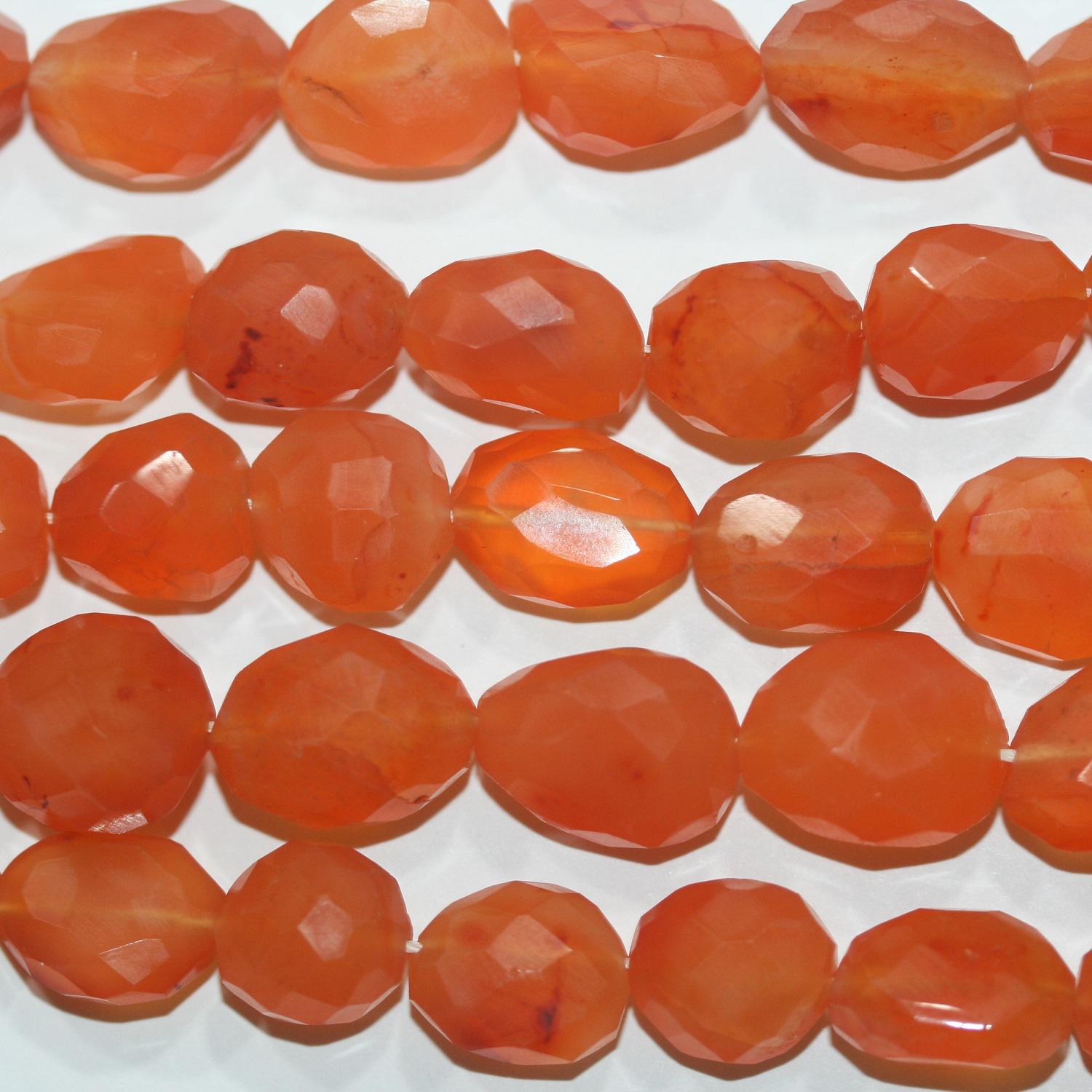 Perles de cornaline facettées en forme de pépite, 16 x 12 mm environ, 15 pouces (38 mm) - Longueur du fil : 38 mm environ - Article n° 1067