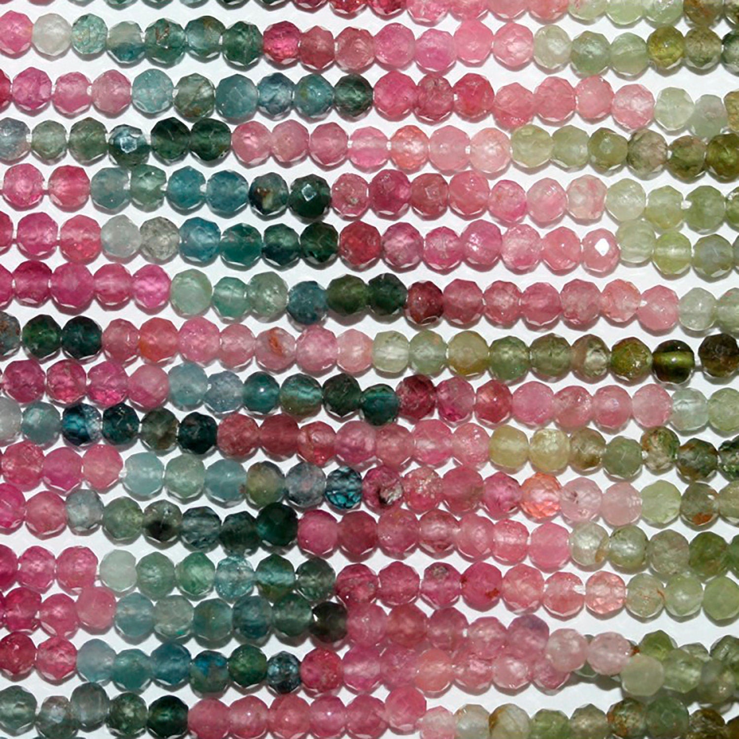 Perles rondes à facettes en tourmaline St de 14 pouces (2,5 mm) - Fil de 37 cm