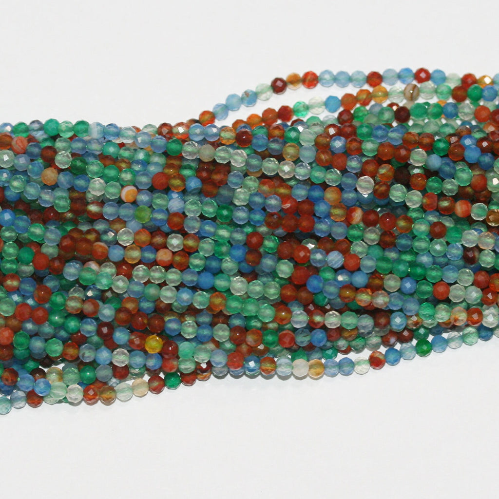 15" St Perles rondelles à facettes en agate multicolore 3x2,5mm.-Rig 39cm.