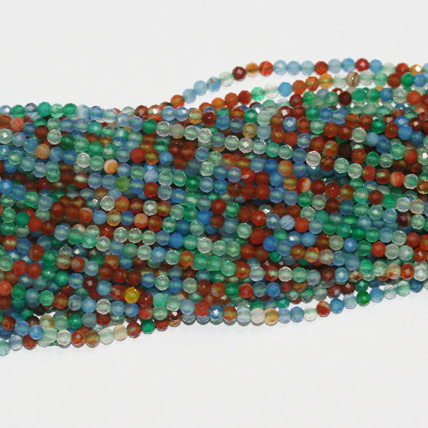 15" St Perles rondelles à facettes en agate multicolore 3x2,5mm.-Rig 39cm.