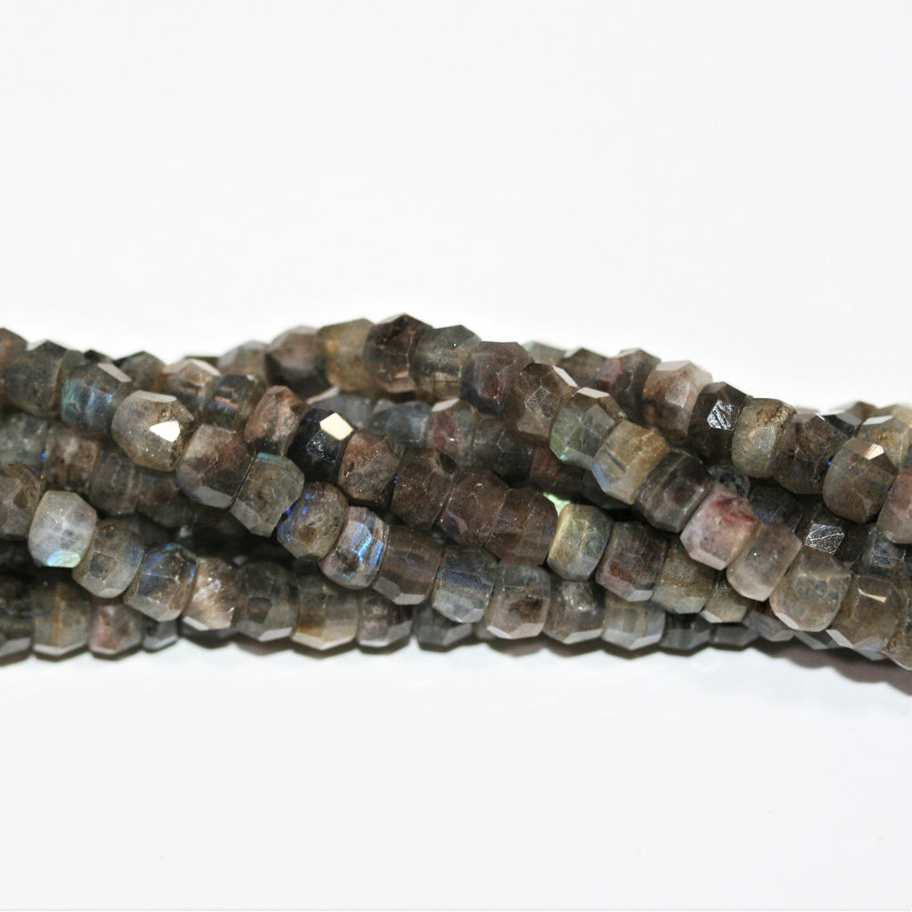 Cuentas redondas facetadas de labradorita de 16" de Santa 6 x 4 mm - Hilo de 41 cm.