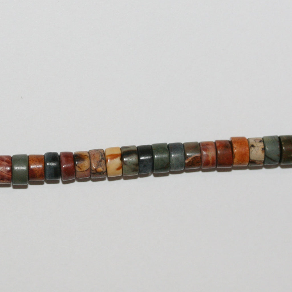 Cuentas de disco lisas de jaspe de San Picasso de 16" (6 x 3 mm) - Hilo de 40 cm