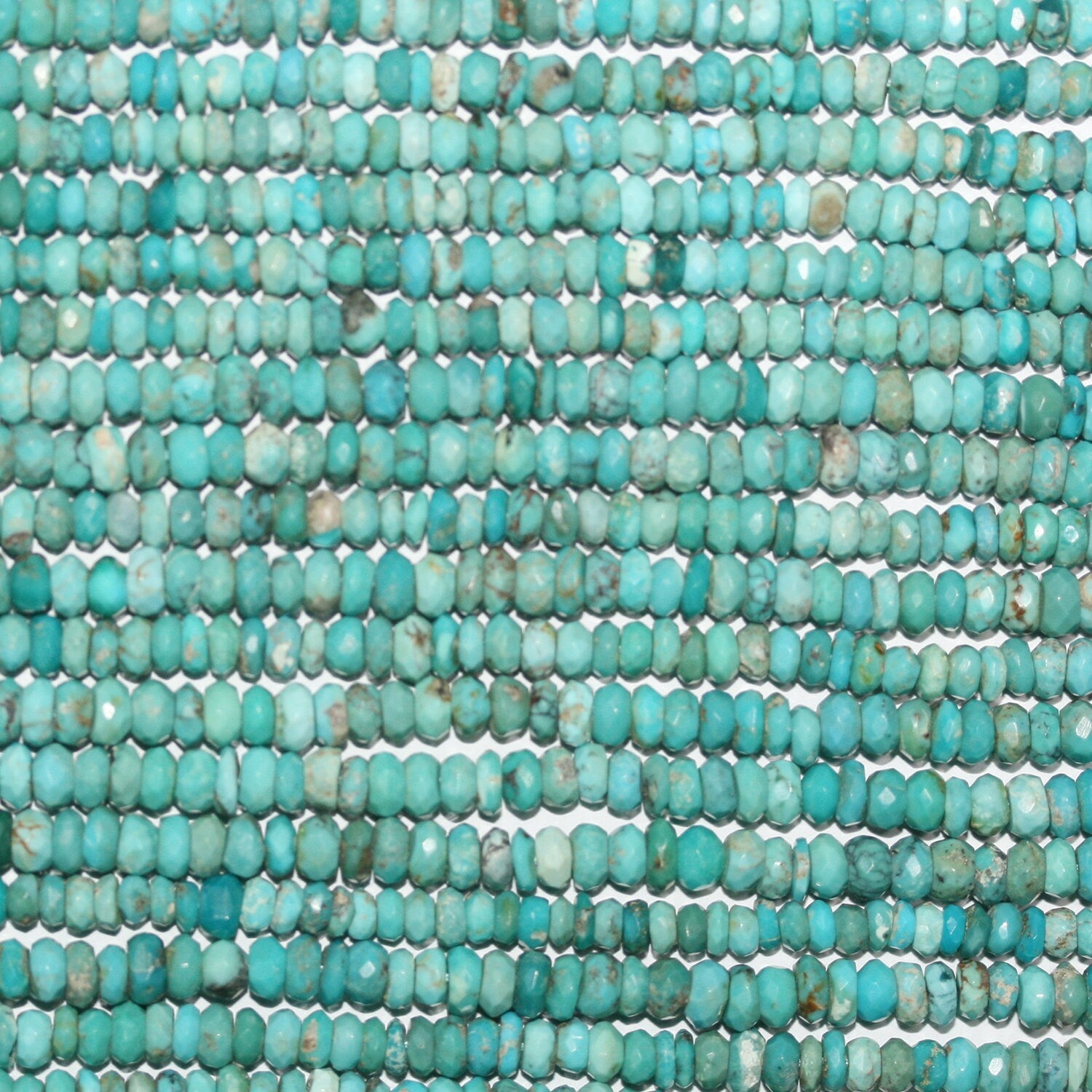 13" St Natural Turquoise Faceted Rondelle Beads 4x2mm.-Strand 33cm.