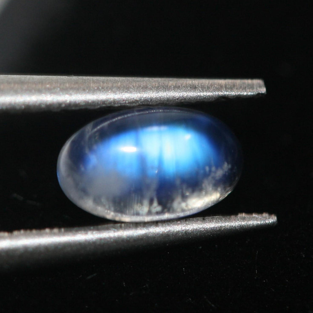 Pierre de lune bleue feu AAA, cabochon ovale lisse 4x3mm. (20 pièces)