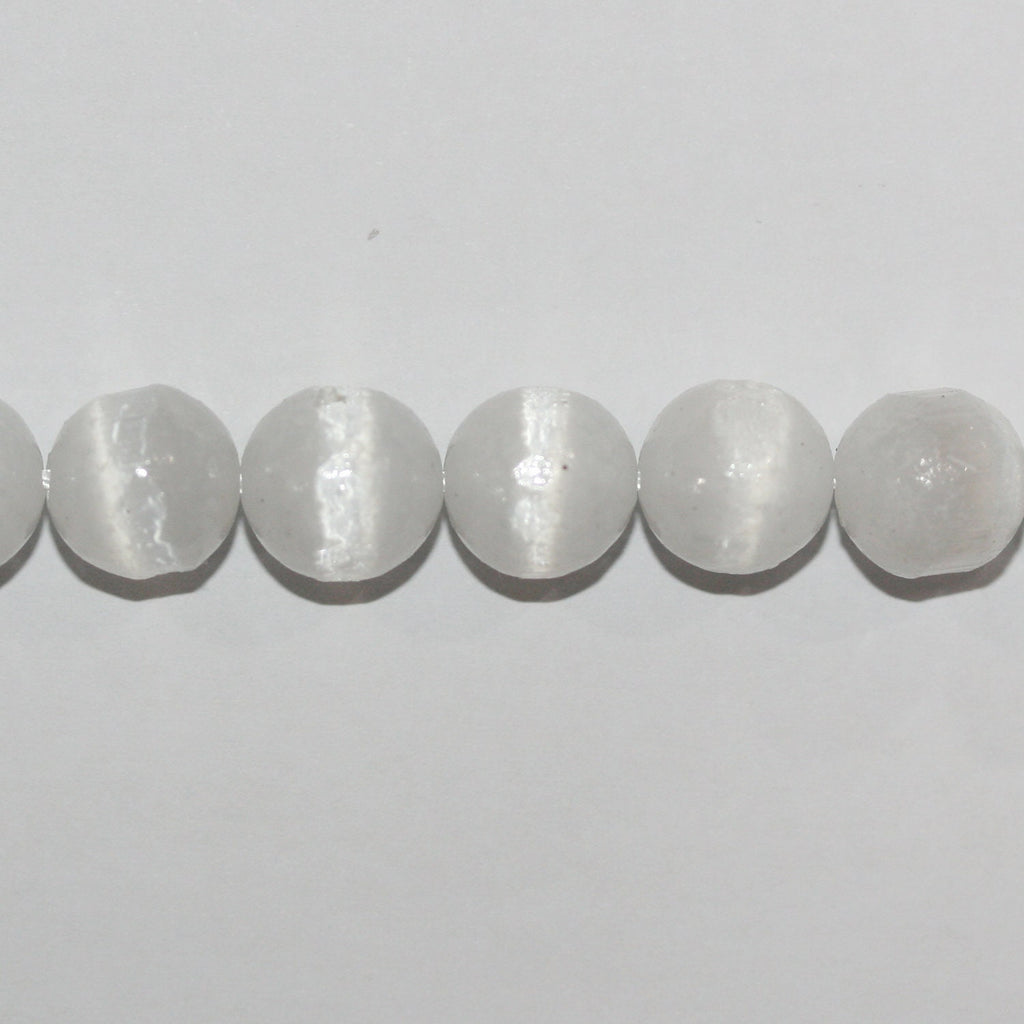 15" perles rondes lisses en sélénite de 8 mm - 39 cm