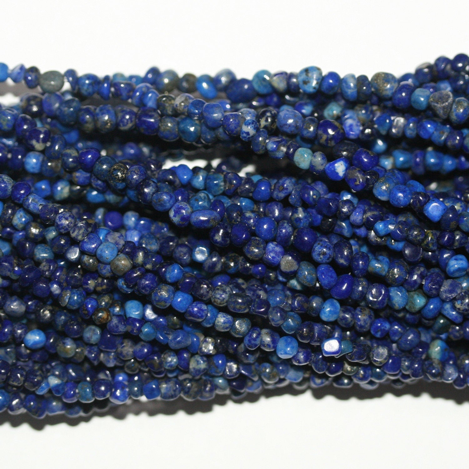 14" St Lapis Lazuli Smooth Nugget Beads 3-4mm.-Approx.-Strand 38cm.