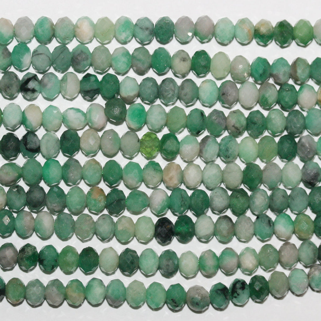 Perles rondelles à facettes St Emerald 15" 6x4mm.- Brin 39cm.