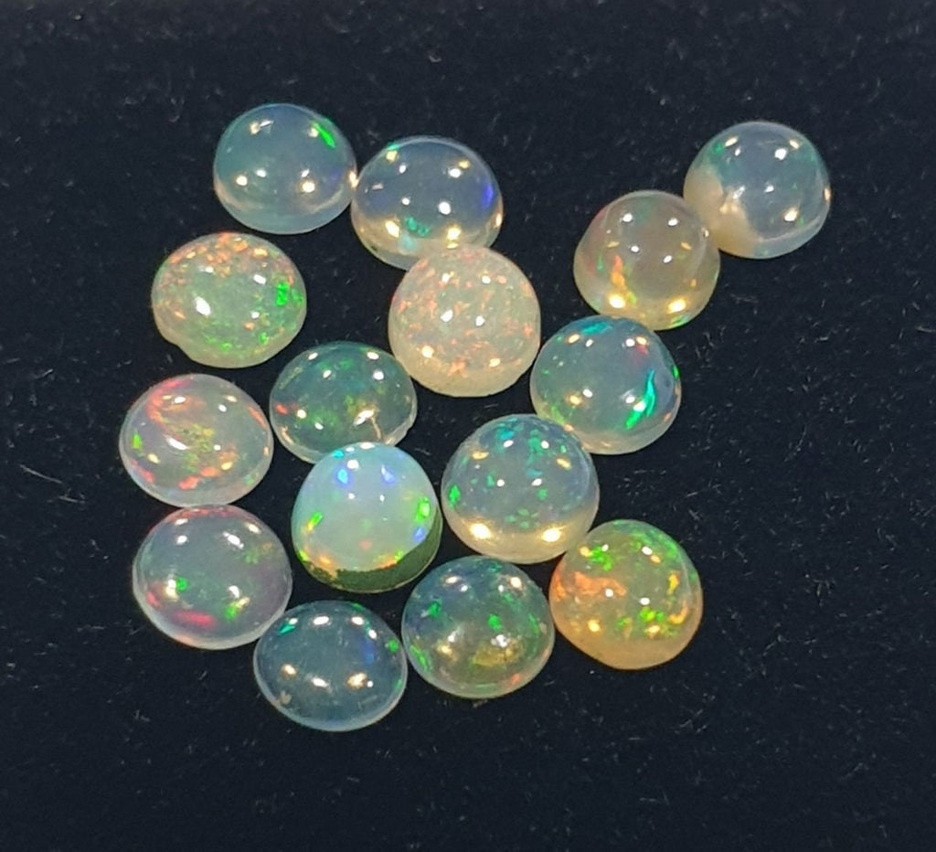 Lot de 15 cabochons ronds en opale véritable de 3 mm, calibrés - Opale naturelle non traitée - Petits cabochons
