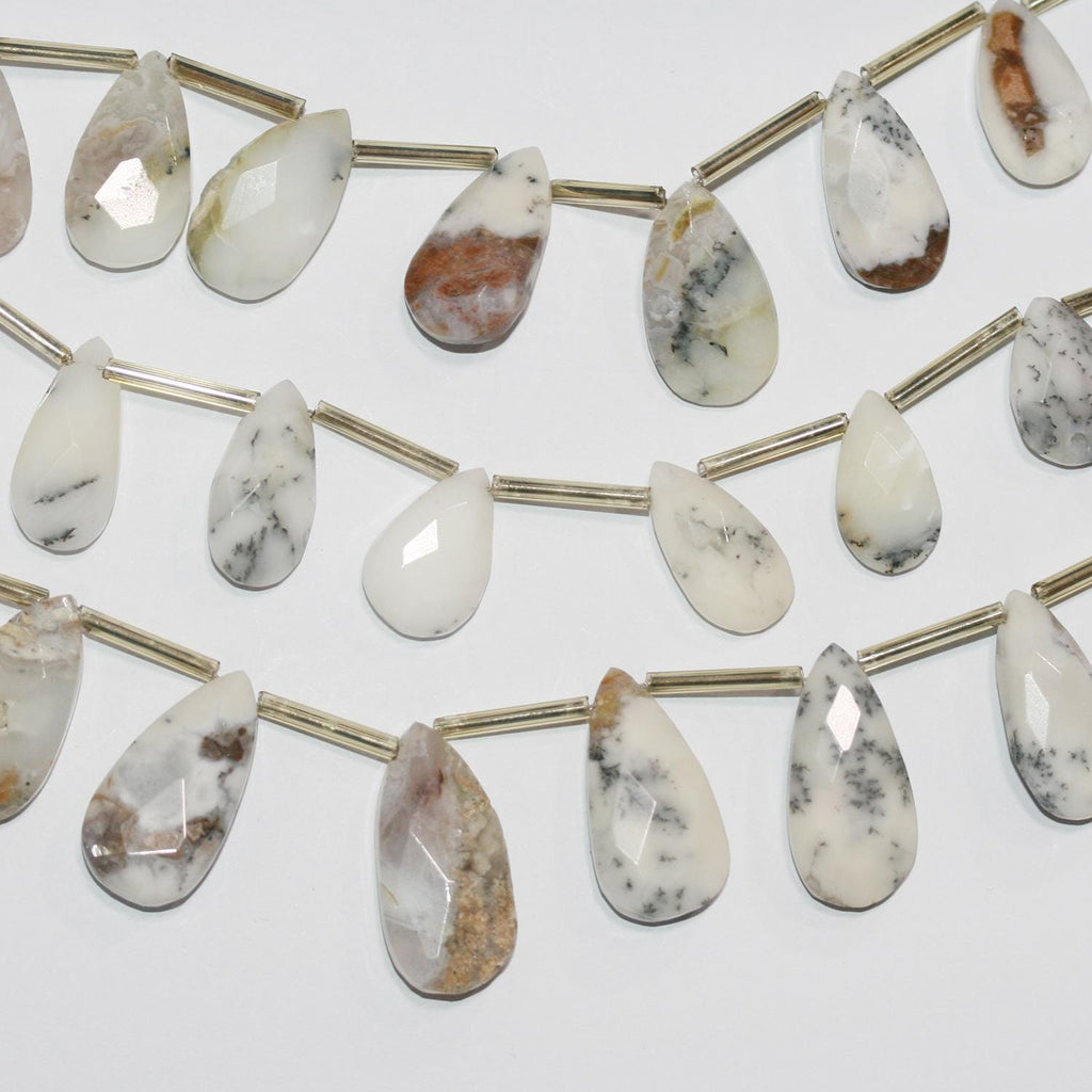 Perles en forme de goutte à facettes en opale dendritique St 9" 20x10mm.Environ - Fil 22cm.