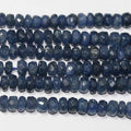Cuentas redondas facetadas de zafiro St. de 18", 3 x 1,5-5 x 3 mm. Aprox. - Hilo de 46 cm.