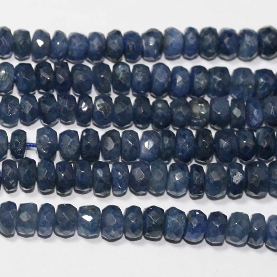 Cuentas redondas facetadas de zafiro St. de 18", 3 x 1,5-5 x 3 mm. Aprox. - Hilo de 46 cm.