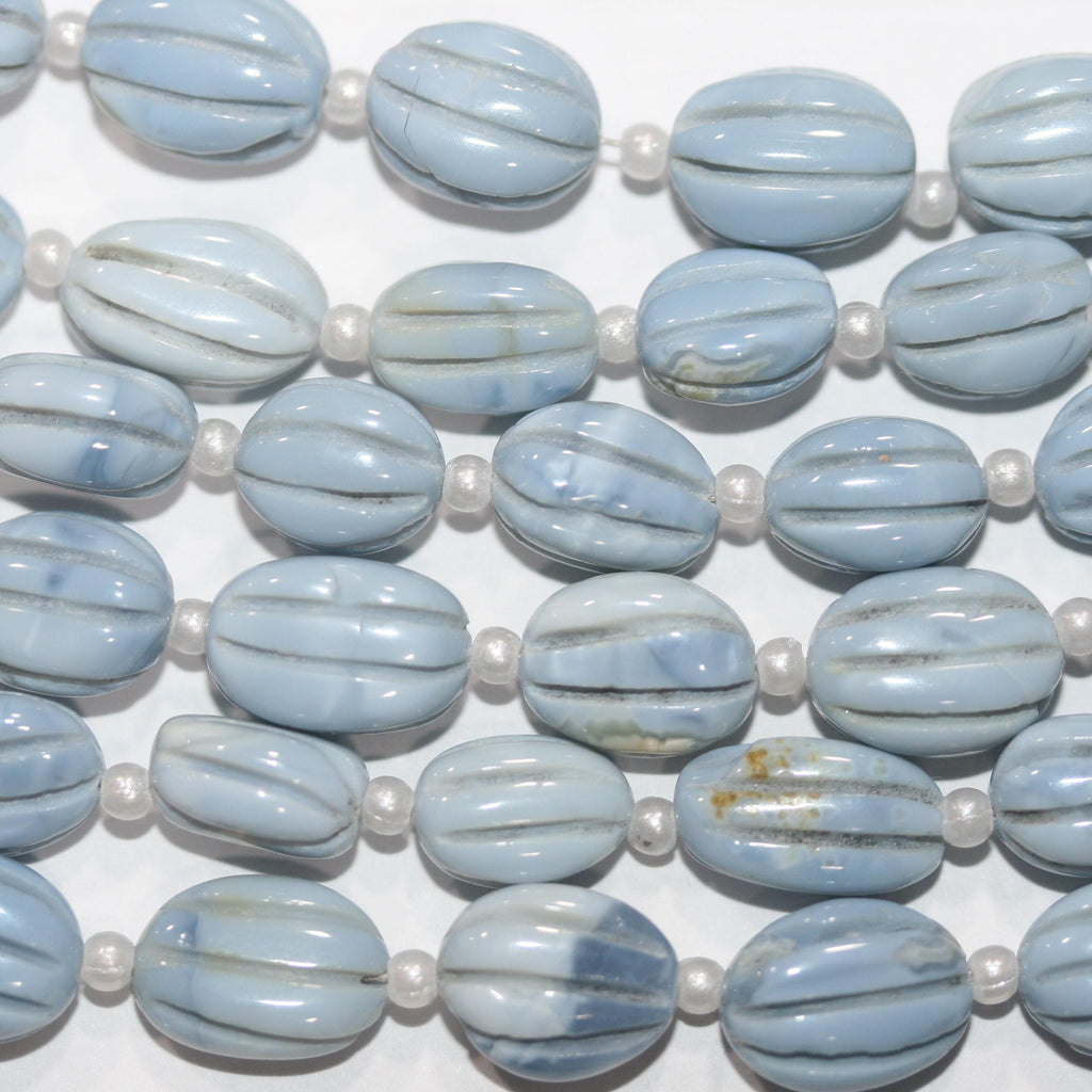 Cuentas ovaladas galonadas de ópalo azul de 8" (10 x 8 mm) - Hilo de 20 cm - Artículo 15023