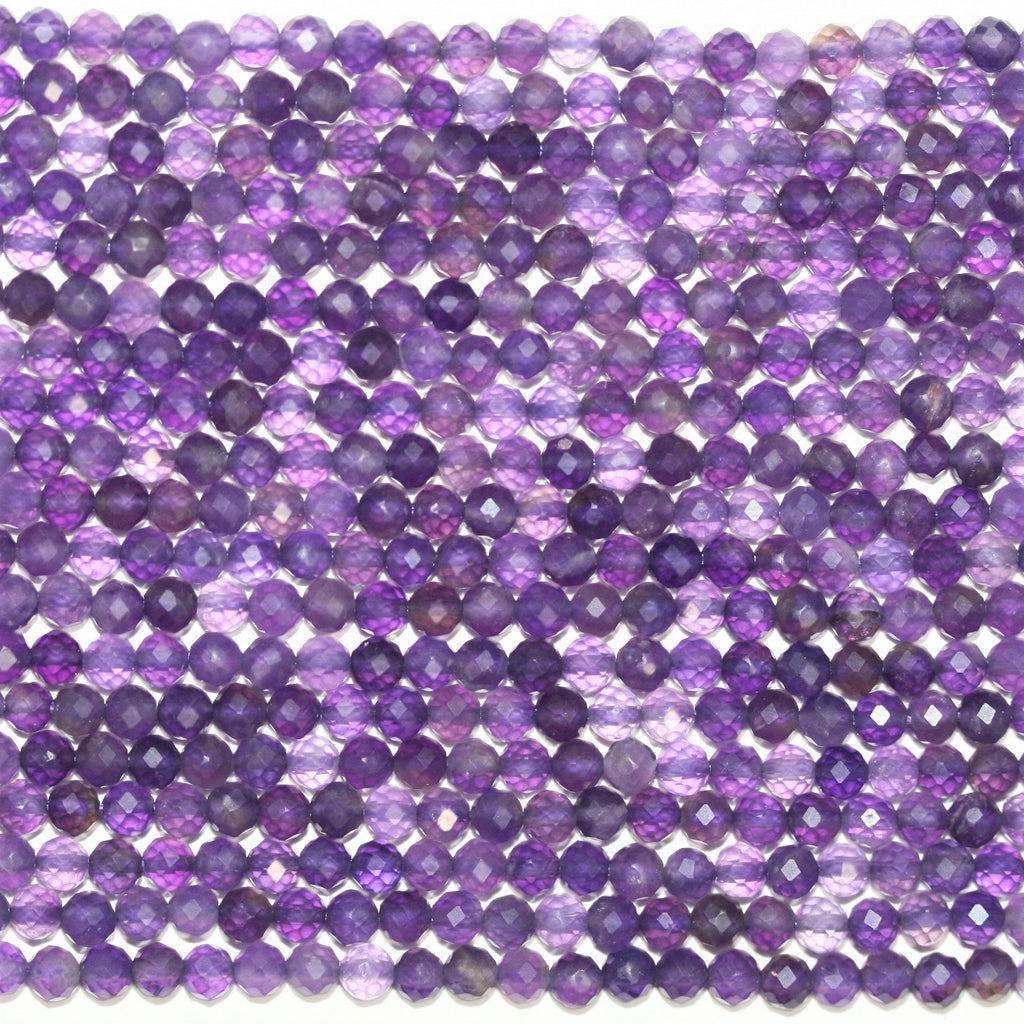 15" Perles rondes à facettes en améthyste St 3-3,5 mm.-Rig 39 cm.