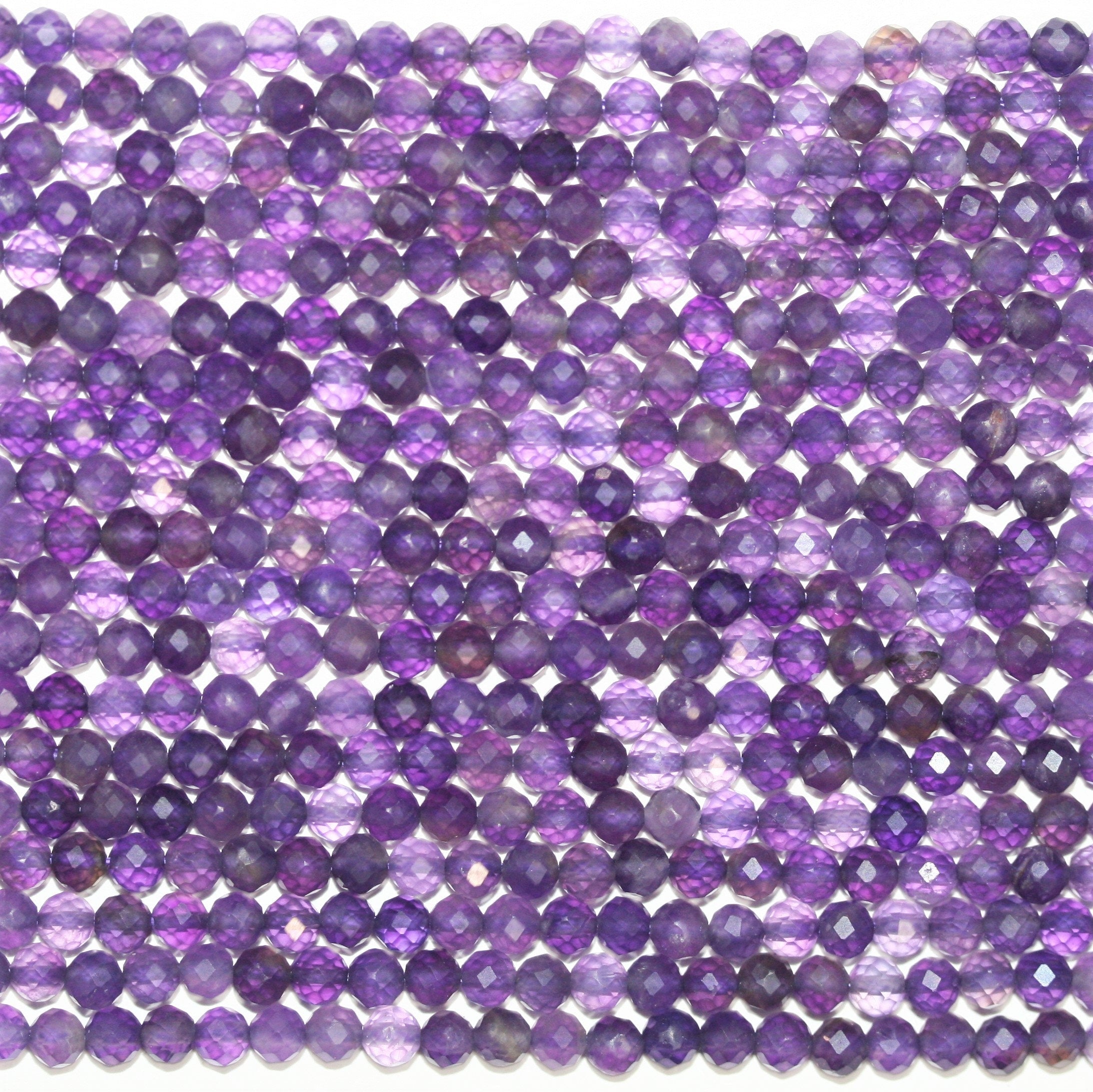 15" Perles rondes à facettes en améthyste St 3-3,5 mm.-Rig 39 cm.
