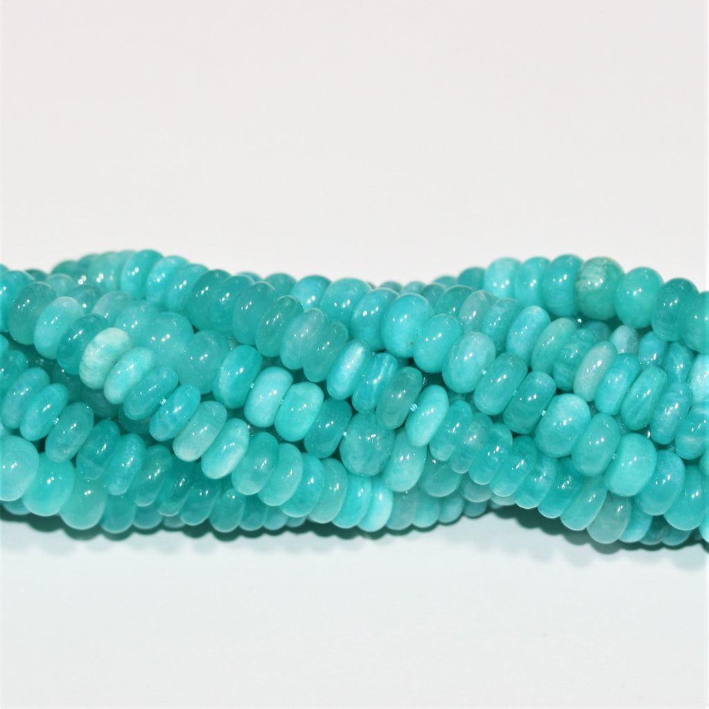 Cuentas redondas lisas de amazonita de 16", 9 x 4 mm. Aprox. - Hilo de 40 cm.