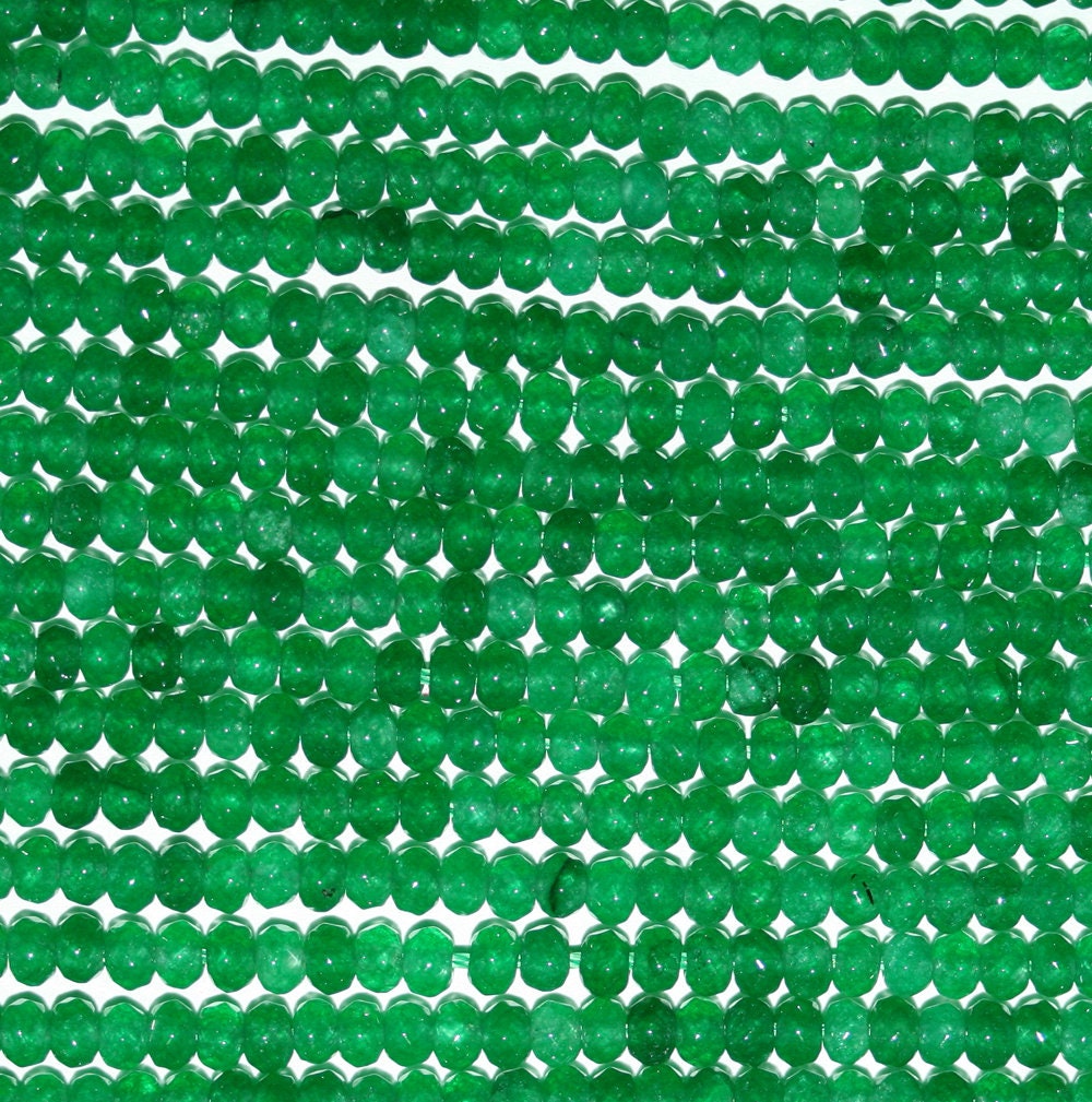 Perles rondelles à facettes en agate verte St, 39 cm (15 po), 3 x 2 mm.