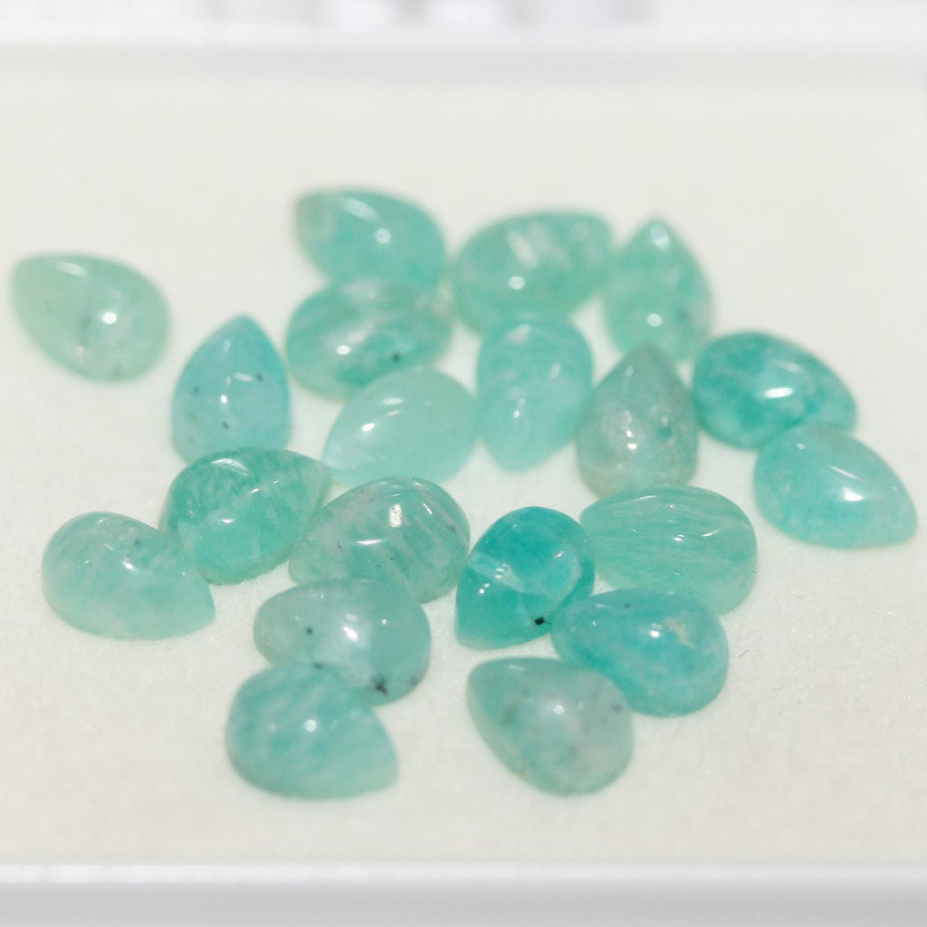 Lote de 20 cabujones de amazonita lisos de 6 x 4 mm. (20 uds.)