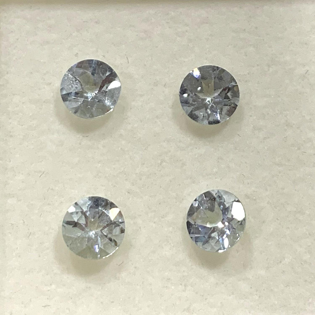 Lote de 4 Aguamarinas Redondas Facetadas de 6 mm (4 Piezas) - Piedras Preciosas al por Mayor - Piedras Talladas de Alta Calidad