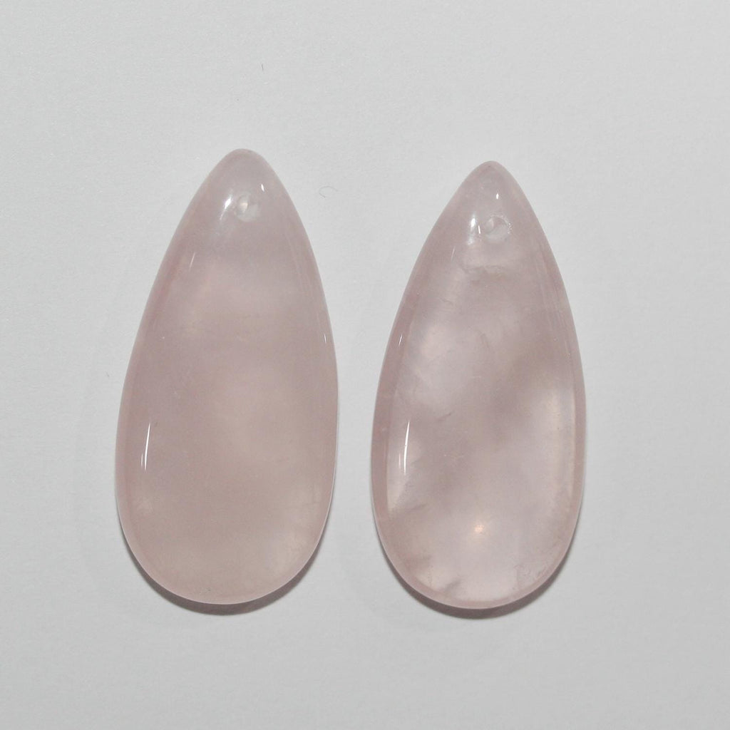 Pendentif goutte lisse en quartz rose 33x16mm.( 1 paire )