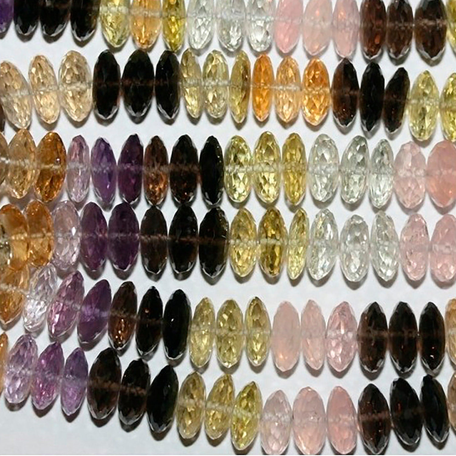 Cuentas redondas facetadas multipiedra de 16" (10 x 4 mm) - Hilo de 40 cm