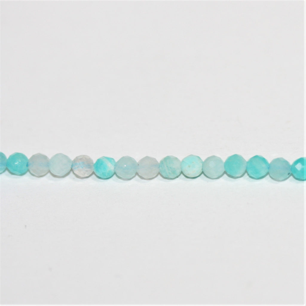 Perles rondes à facettes en amazonite St de 15 pouces, 2,5-3 mm, brin de 39 cm.
