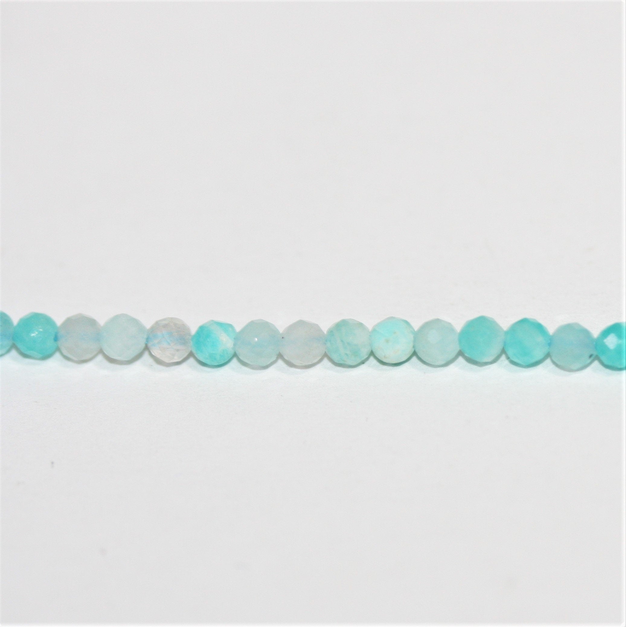 Perles rondes à facettes en amazonite St de 15 pouces, 2,5-3 mm, brin de 39 cm.
