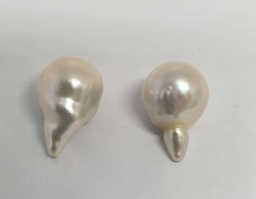 1 Matching Pair  AAA Top Luster Undrilled Freshwater Pearl Baroque Nugget 16x10.5mm  -Top Luster Natural Pearl- Pearl Earring