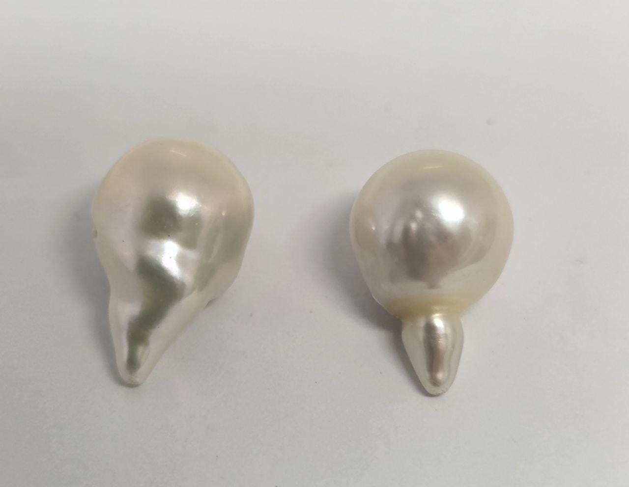1 Matching Pair  AAA Top Luster Undrilled Freshwater Pearl Baroque Nugget 16x10.5mm  -Top Luster Natural Pearl- Pearl Earring