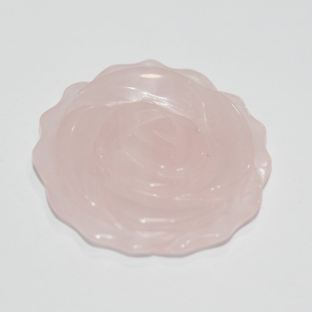 Pendentif fleur sculptée en quartz rose 30 mm