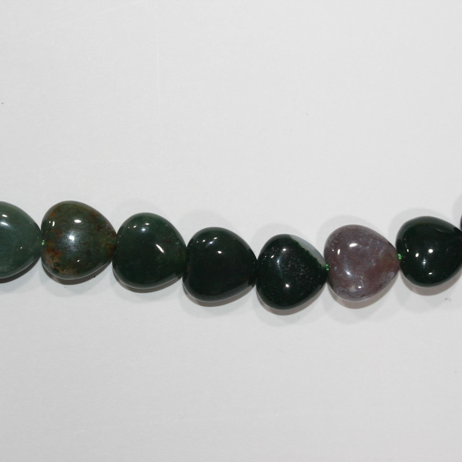 Perles en agate mousse St lisse en forme de cœur, 11-12 mm, 15 pouces, brin de 39 cm.