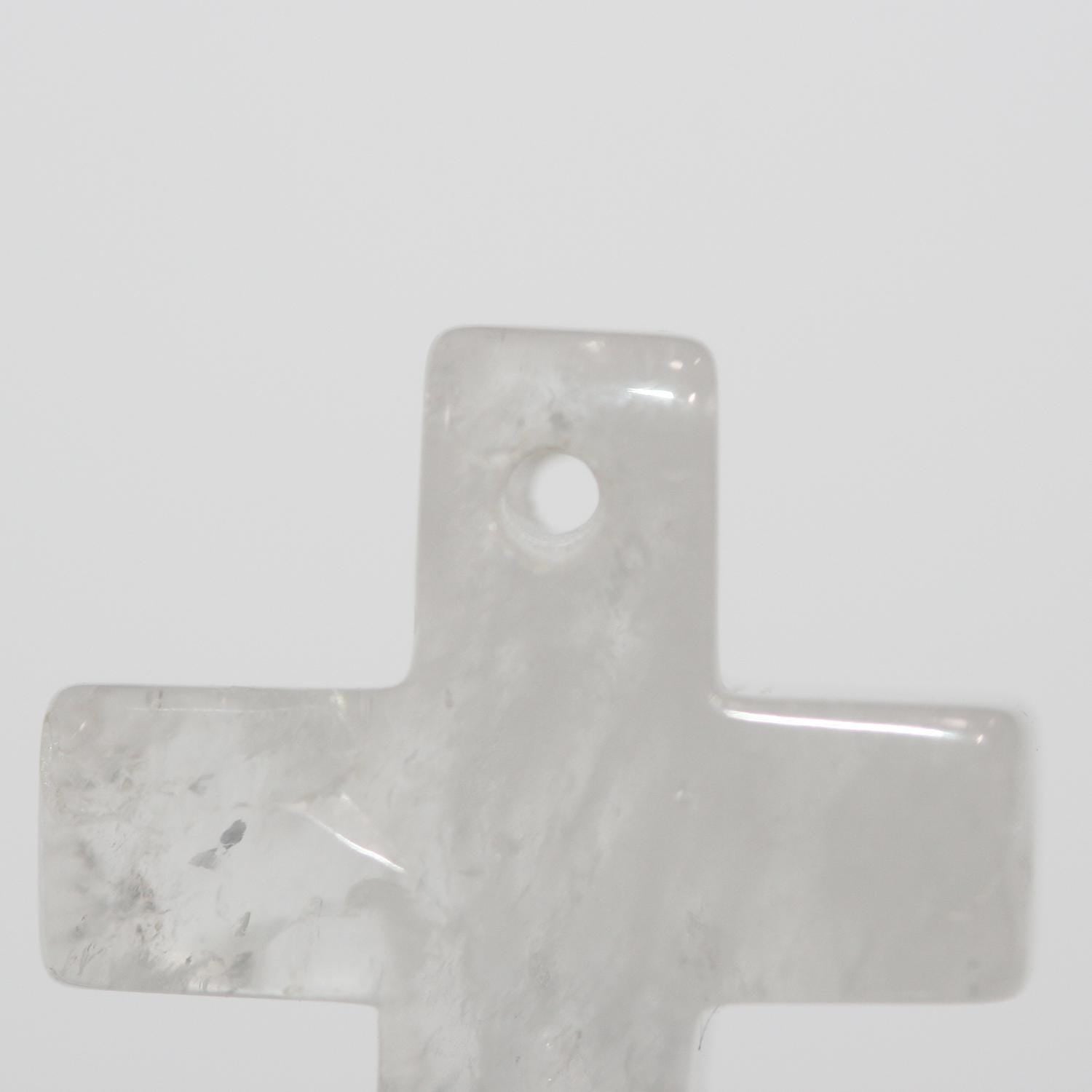 Pendentif en cristal de roche, croix lisse 30x20mm