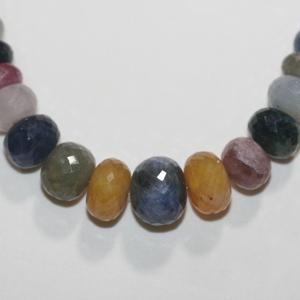 Multi Sapphire Graduated Faceted Rondelle Necklace 15x12mm - 6x4mm Approx. Strand: 54cm. -Item.14971