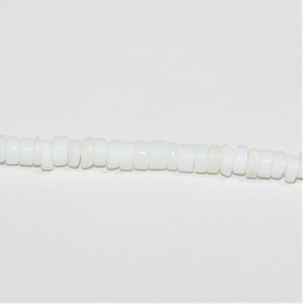 Cuentas de disco lisas de ópalo blanco de 16" de 5 x 1,5 mm - Hilo de 40 cm.