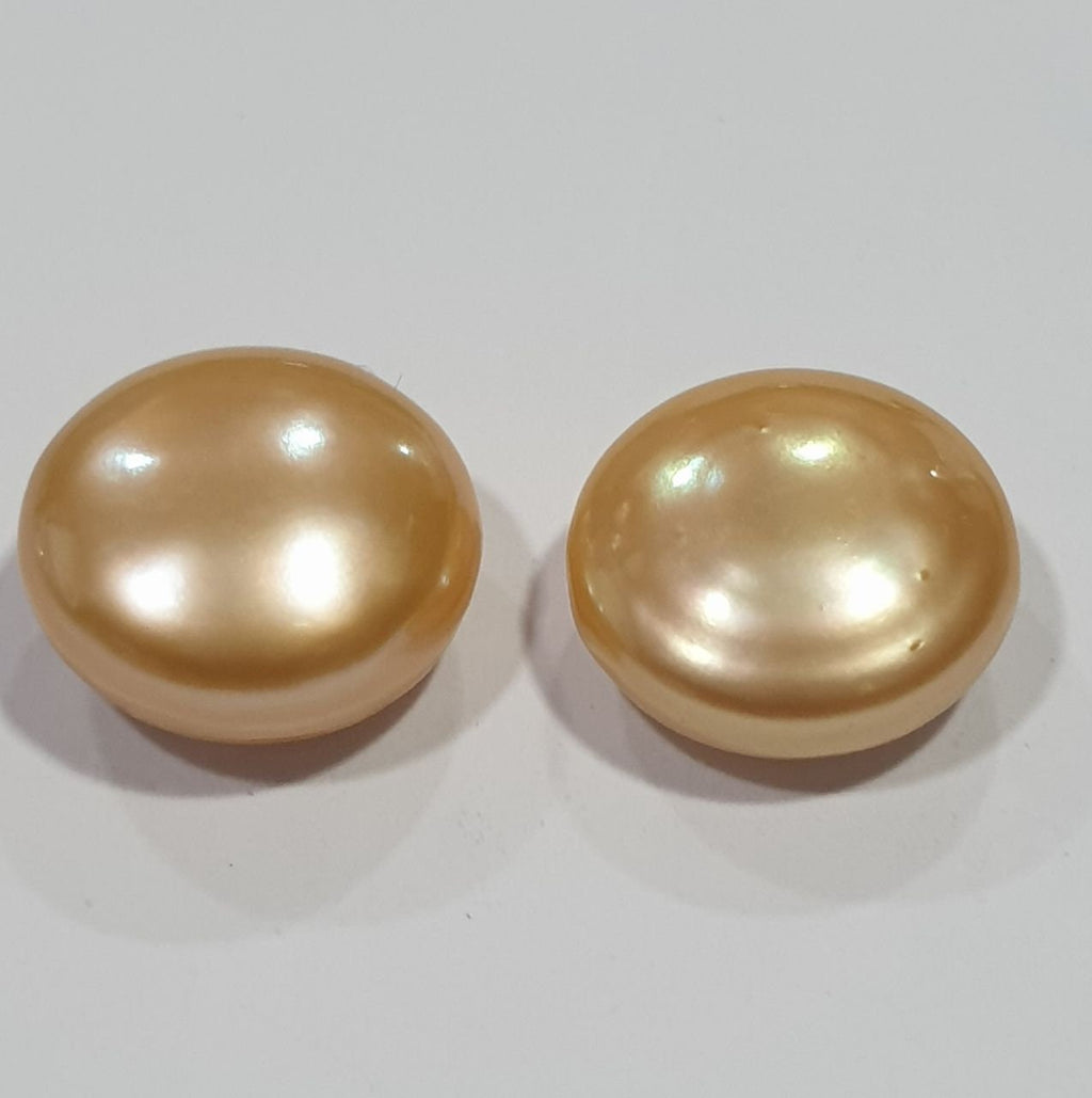 1 Pair Undrilled Golden Freshwater Pearl 10-11mm  Coin Shape  Top Luster Natural Pearl- Price is Per 1 Pair- Pearl Earring- Gold Yellow