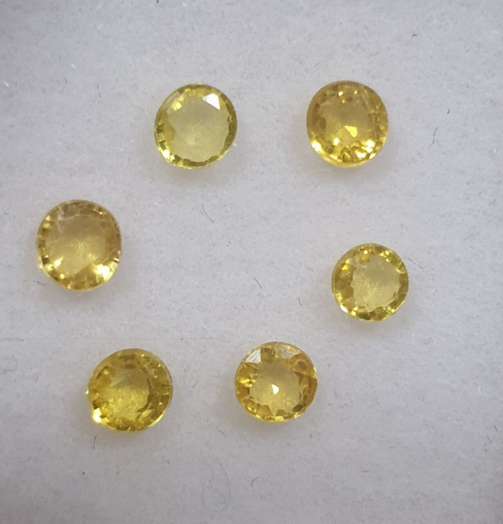 Lote de 6 zafiros amarillos facetados redondos de 2,8-3 mm. - Paquetes de piedras preciosas - Piedras sueltas al por mayor - Gemas naturales