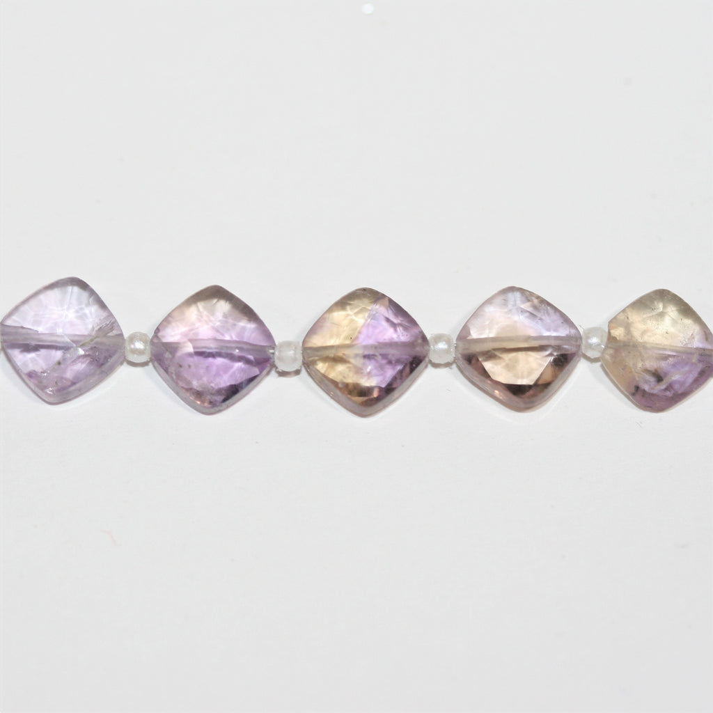 Cuentas de diamante facetado de amatista de 8" de largo, 10 mm, hilo de 21 cm.