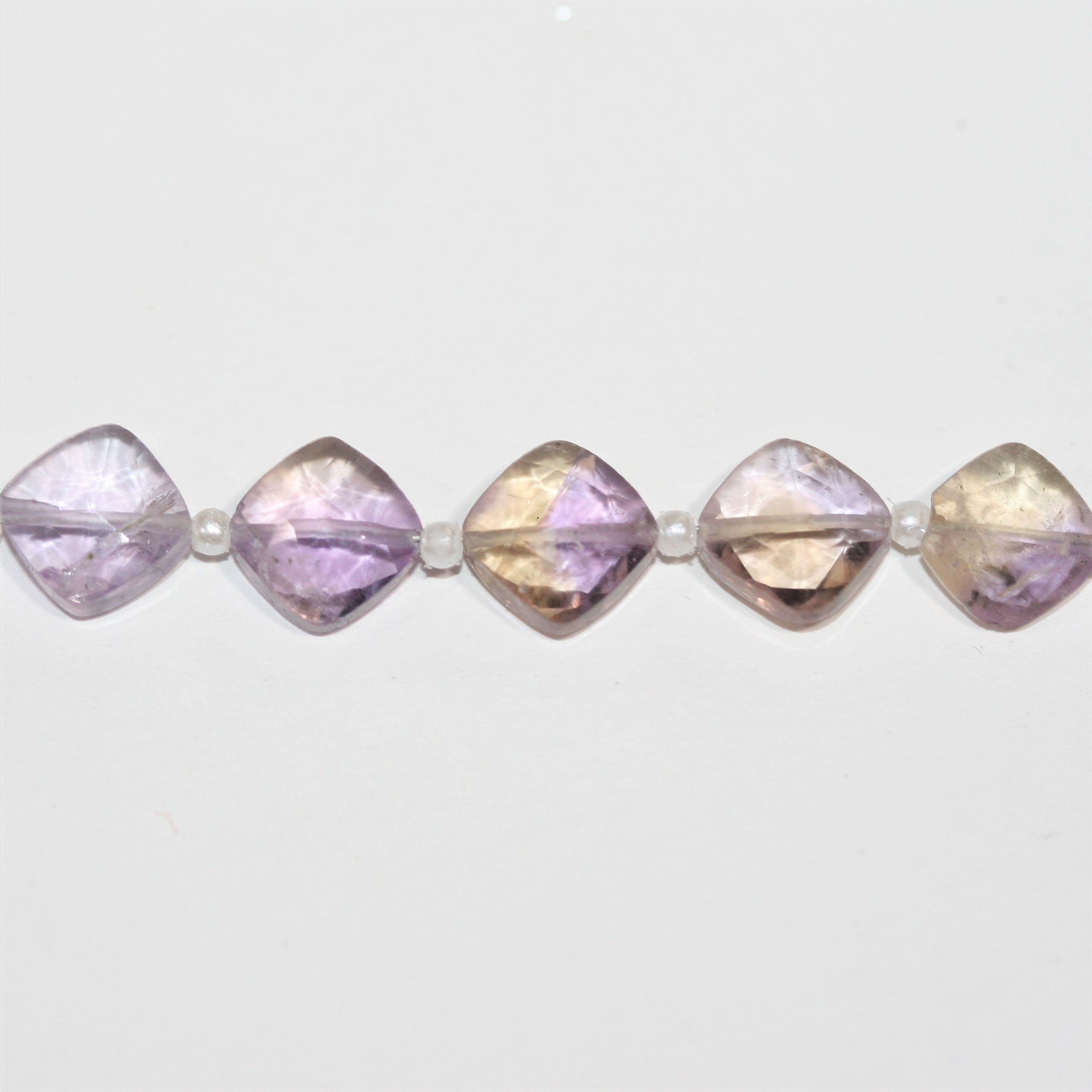 Cuentas de diamante facetado de amatista de 8" de largo, 10 mm, hilo de 21 cm.