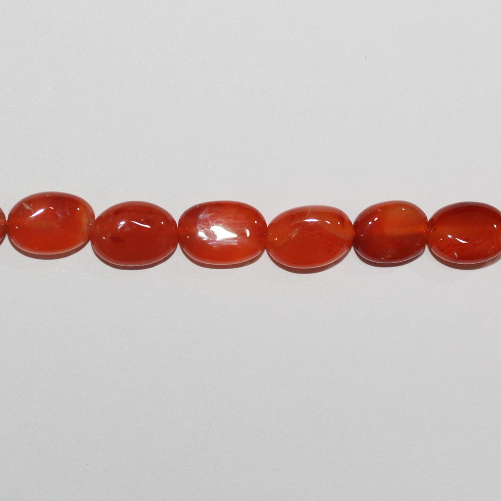 14" St Carnelian Smooth Oval Beads 9x6mm.-Approx .-Strand 36cm