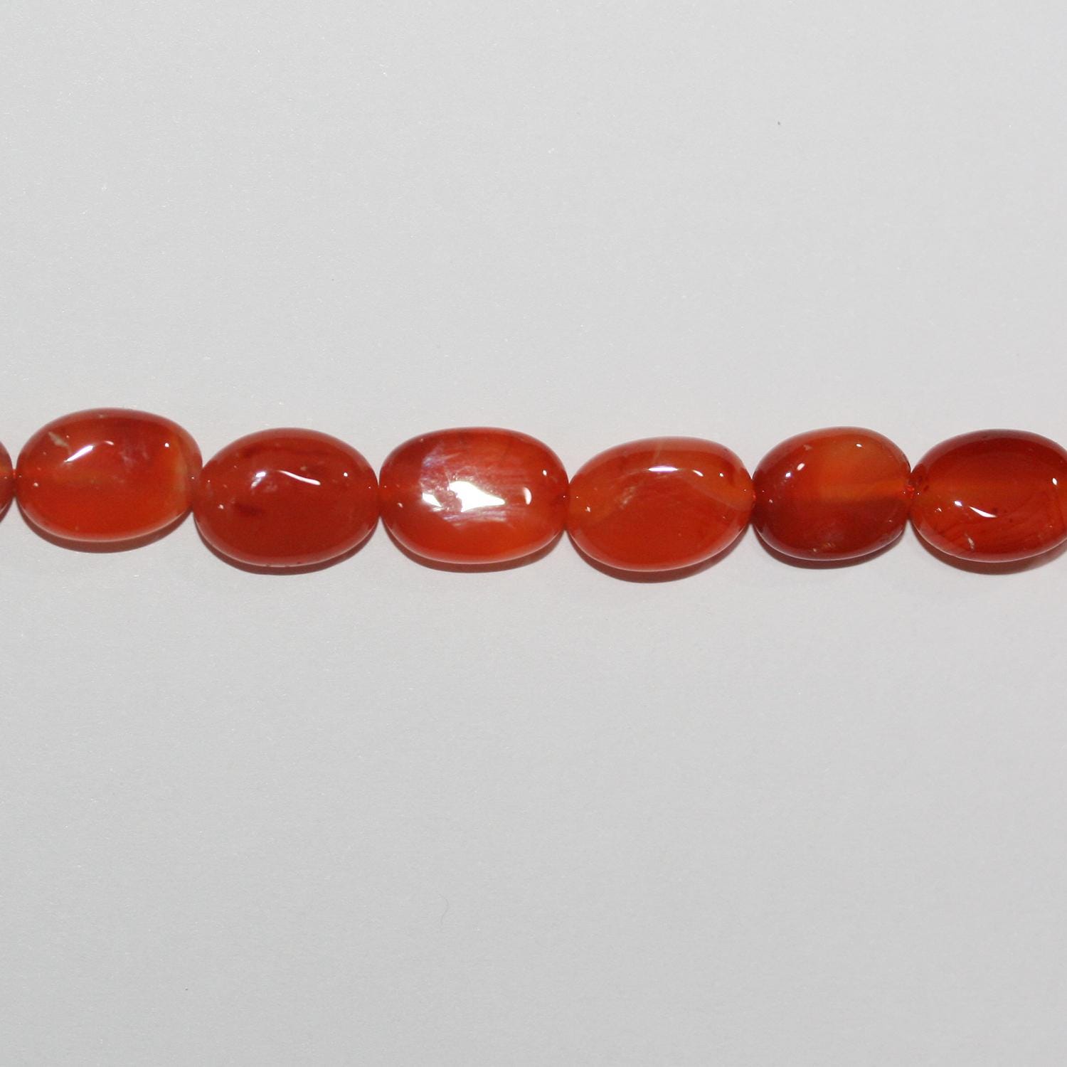 14" St Carnelian Smooth Oval Beads 9x6mm.-Approx .-Strand 36cm