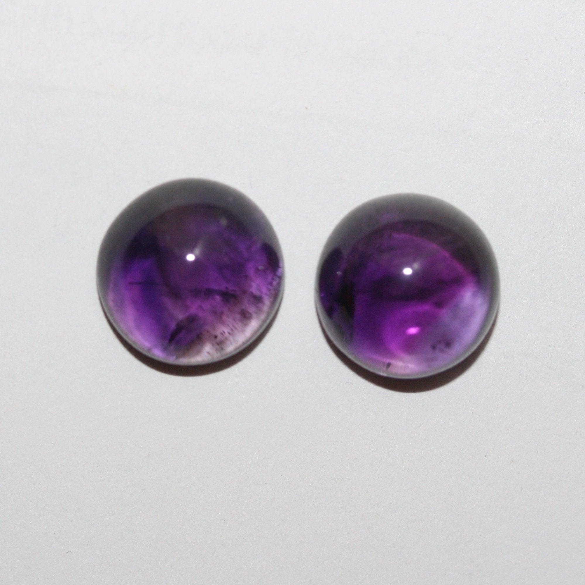 Amethyst Pair Round Cabochon 13mm.