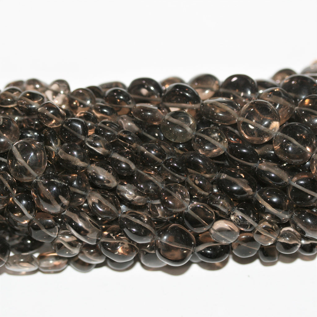 Perles rondes lisses en quartz fumé de 15 pouces (environ 9 à 12 mm). Longueur du fil : 38 cm environ.