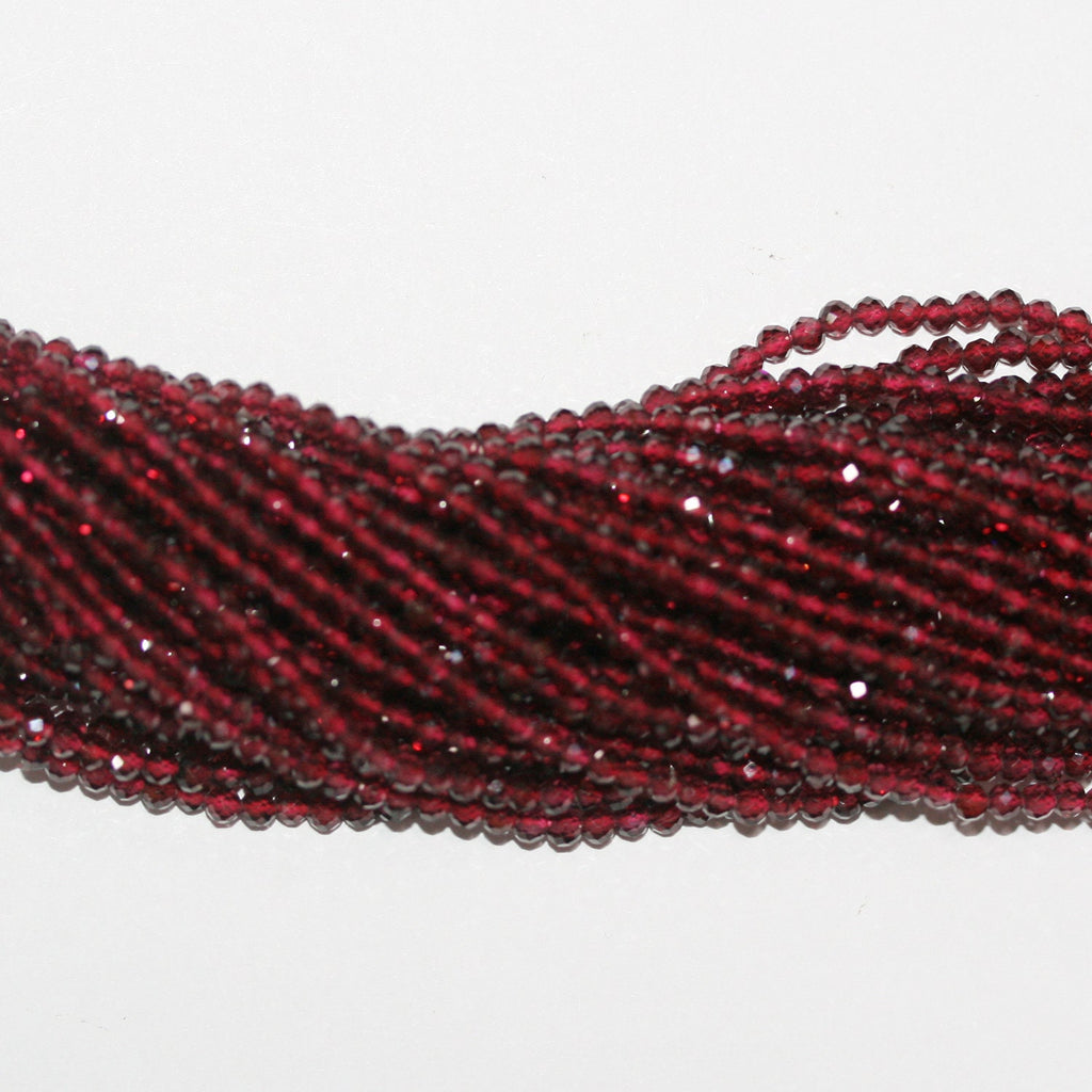 15" Perles rondes à facettes en grenat Saint-Pierre 2,5 mm.-Rig 39 cm.