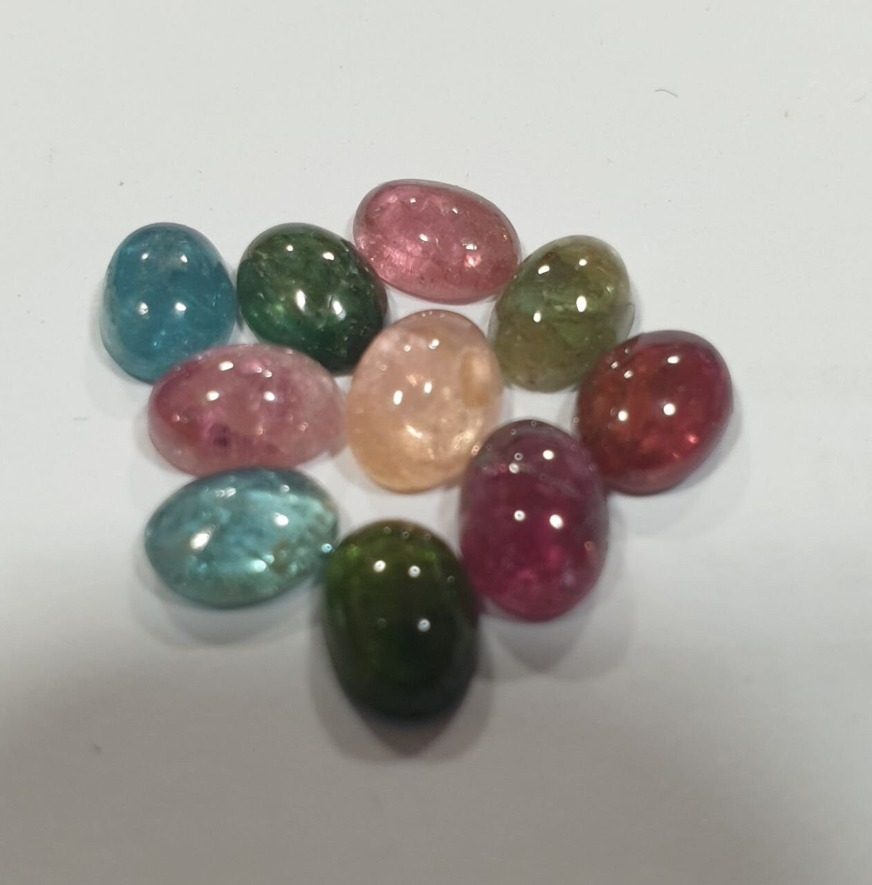 Tourmaline Lot Oval Cabochons 7x5mm.- (10pcs)  -Gemstone Parcels-Loose Stones Wholesale Price-Natural Gems