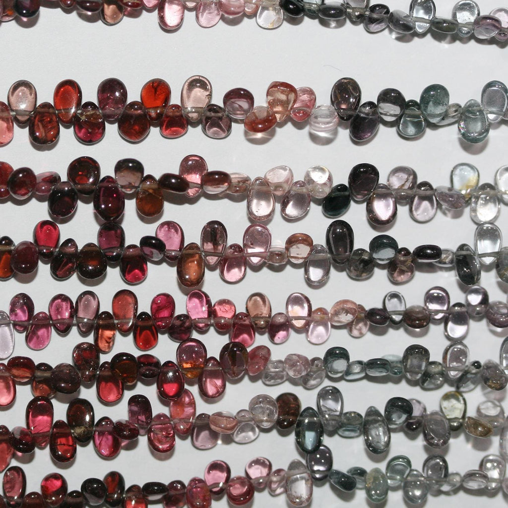 Perles en spinelle multicolores lisses en forme de goutte, 5 x 3 mm, 8 pouces (20 cm) - Fil de 21 cm